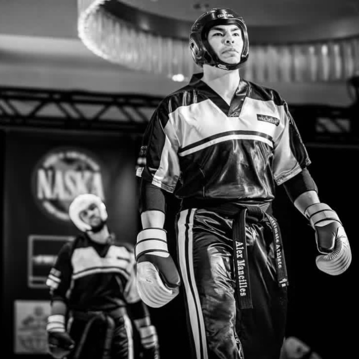 Alex Mancillas in sparring gear, in the official NASKA Tuesday training photo